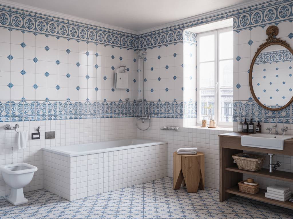 Azulejos bleu : idées déco pour une salle de bain méditerranéenne